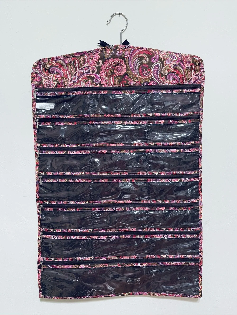 Raymond Waites Hanging Jewelry Organizer Paisley Double Sided Zippered Pockets